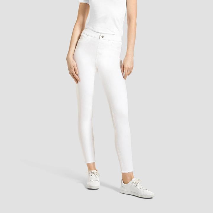 Hue Studio Women's Mid-rise Frayed Edge Jeans Leggings - White