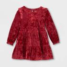 Toddler Girls' Tiered Velour Long Sleeve Dress - Cat & Jack Red