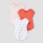 Toddler Girls' 3pk Striped/sparkle/rainbow Short Sleeve T-shirt - Cat & Jack Pink/white