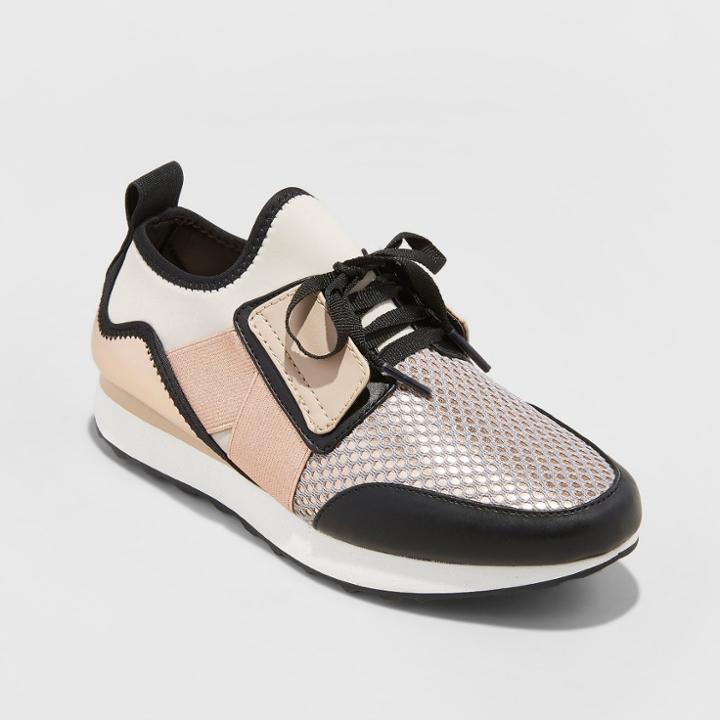 Women's Deena Lace Up Sneakers - A New Day Rose Gold