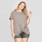 Women's Plus Size Short Sleeve Scoop Neck Twist Front T-shirt - Universal Thread Gray