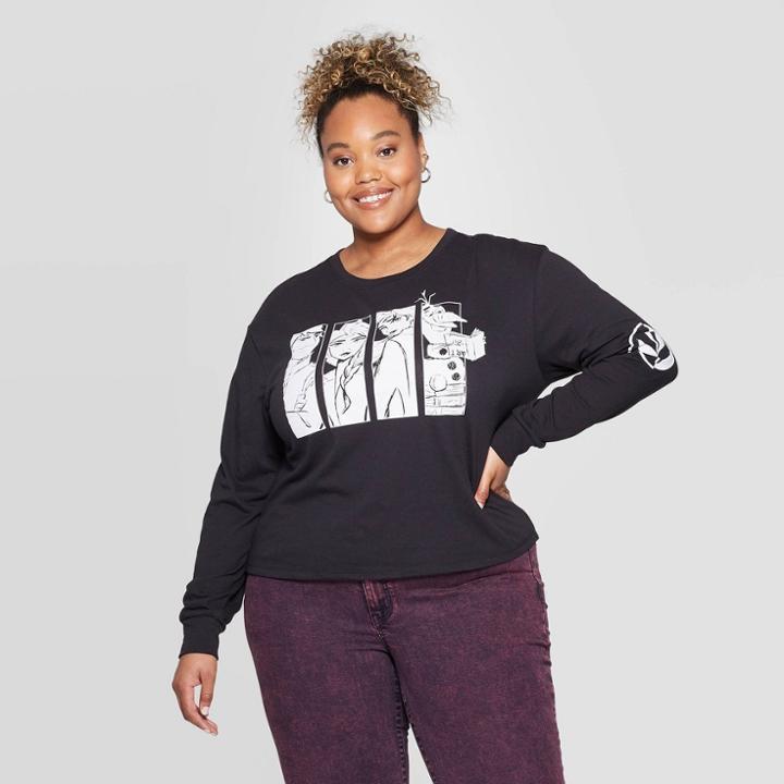 Women's Frozen 2 Plus Size Long Sleeve T-shirt (juniors') - Black 1x, Women's,