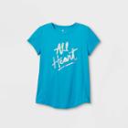 Girls' Short Sleeve 'all Heart' Graphic T-shirt - All In Motion Turquoise