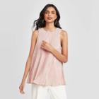 Women's Crewneck Crinkle Shine Tank Top - A New Day Pink