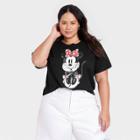 Disney Women's Minnie Plus Size Short Sleeve Graphic T-shirt - Black