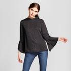 Eclair Women's Long Bell Sleeve Polka Doted Blouse - Clair Black/white