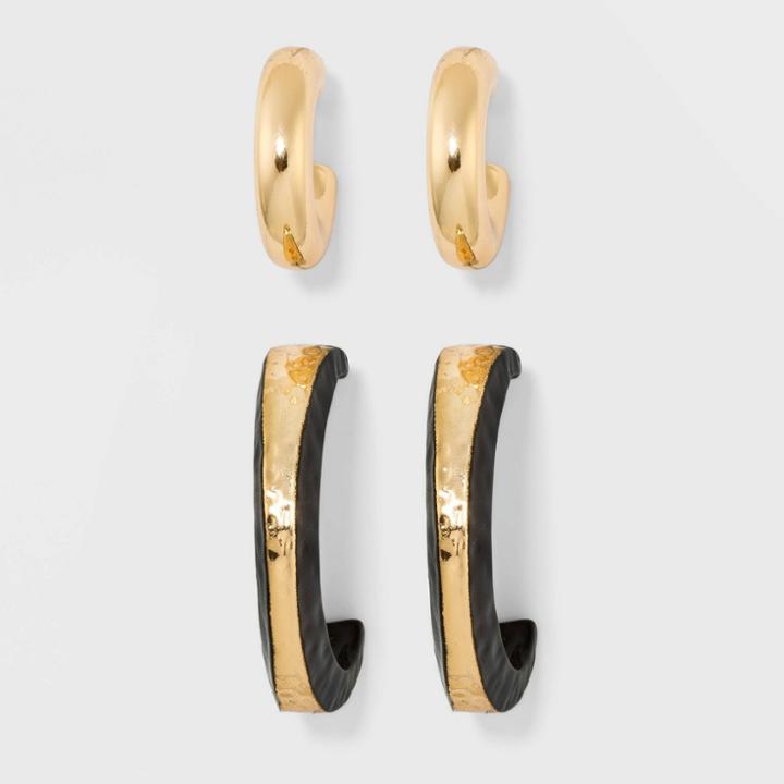 Target Hoop Earrings - A New Day Black/gold