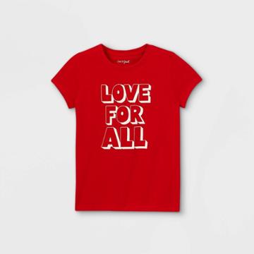 Girls' 'love For All' Graphic Short Sleeve T-shirt - Cat & Jack Red
