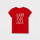 Girls' 'love For All' Graphic Short Sleeve T-shirt - Cat & Jack Red