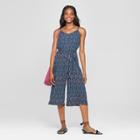 Women's Tribal Print Sleeveless Tie Waist Jumpsuit - Lily Star (juniors') Navy