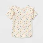 Toddler Girls' Dot Ribbed Short Sleeve Top - Cat & Jack