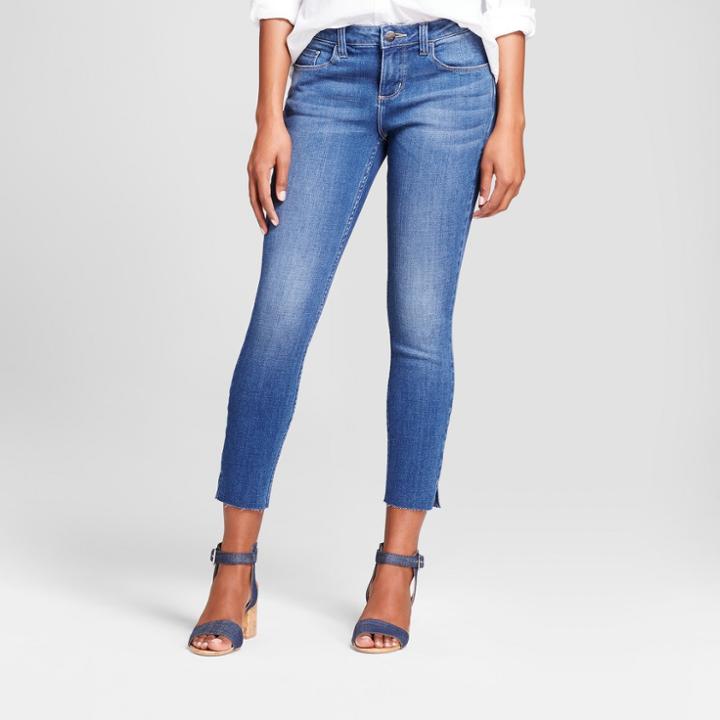 Women's Modern Fit Raw Hem Skinny Crop Jeans - Crafted By Lee Industrial Blue