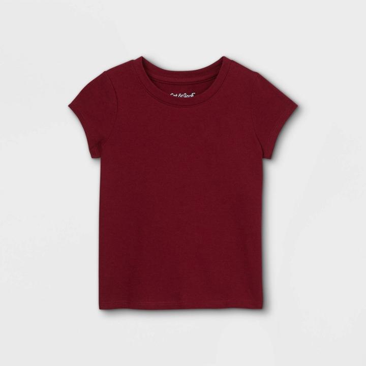 Toddler Girls' Solid Short Sleeve T-shirt - Cat & Jack Burgundy