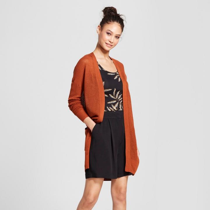 Women's Open Front Cardigan - Mossimo Rust Orange