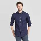 Men's Polka Dot Standard Fit Long Sleeve Button-down Dress Shirt - Goodfellow & Co Navy S, Men's, Size: