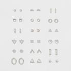 Target Eighteen Pack With Stones And Geometric Shapes Earring Set - Rhodium, Dark