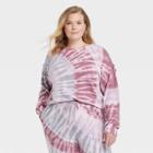 Women's Plus Size Ruffle Detail Sweatshirt - Knox Rose Purple Tie-dye
