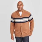 Men's Tall Striped Regular Fit Button-down Shawl Sweater - Goodfellow & Co Brown