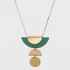 Long Statement Pendant Necklace - Universal Thread Green/gold