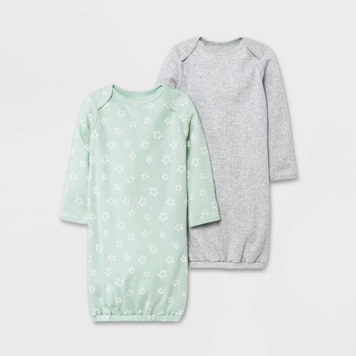 Baby 2pk 'hello Happy' Nightgown - Cloud Island Dark Green Newborn