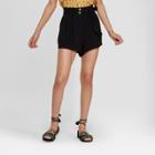 Women's Paperbag Waist Woven Shorts - Xhilaration Black