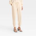 Women's Regular Fit Ruffle Detail Jogger Sweatpants - Who What Wear Cream