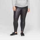 Maternity Plus Size Faux Front Leather Active Leggings - Isabel Maternity By Ingrid & Isabel Black