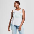 Women's Plus Size Palm Print Graphic Tank Top - Grayson Threads (juniors') White