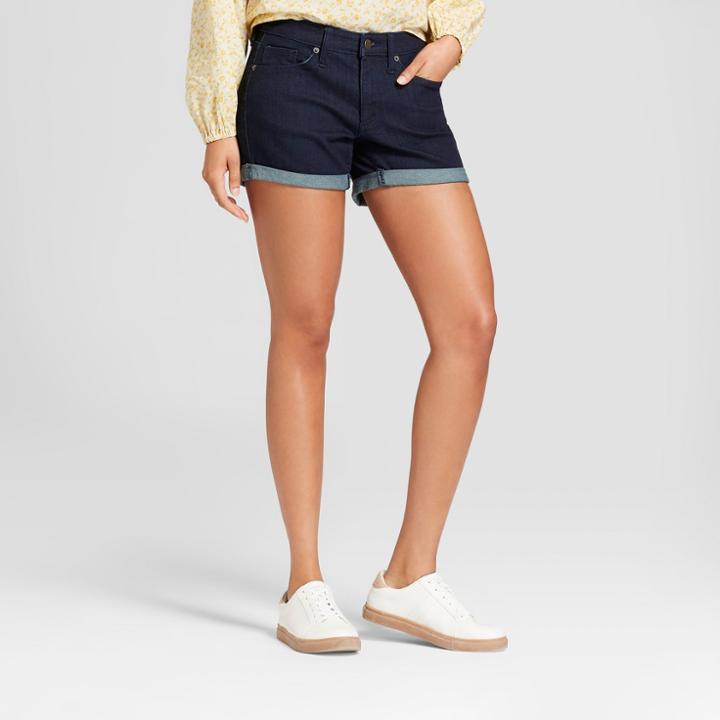 Women's Mid-rise Midi Jean Shorts - Universal Thread Dark Wash