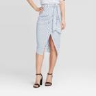 Women's Polka Dot Mid-rise Sarong Asymmetrical Midi Skirt - Who What Wear Blue