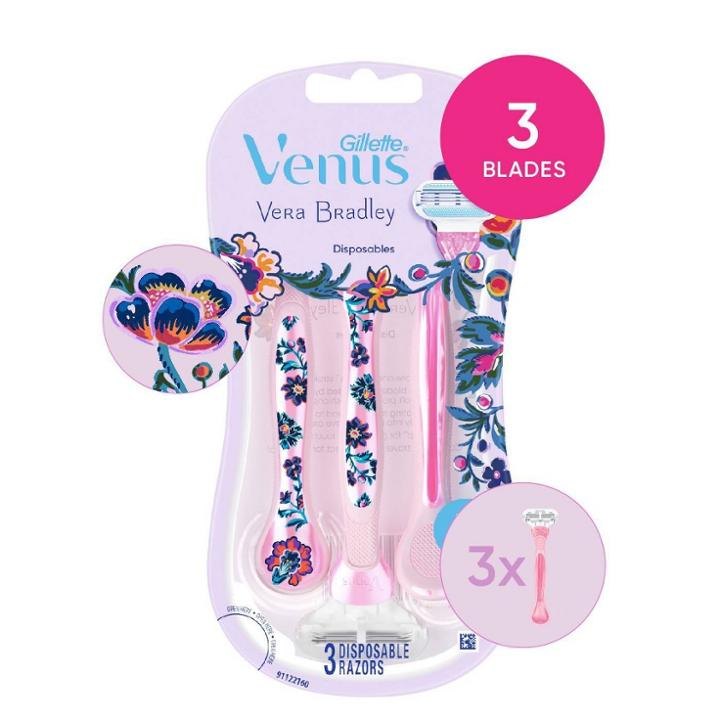 Vera Bradley + Venus Floral Pink 3-blade Women's Disposable Razors