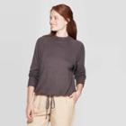 Women's Long Sleeve Mock Turtleneck Pullover - A New Day Asphalt Gray