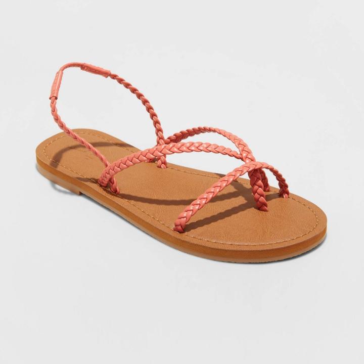 Women's Naomi Strappy Braided Sandals - Universal Thread Coral