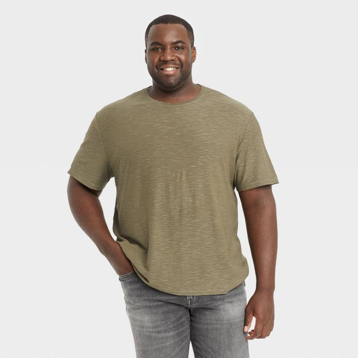 Men's Tall Standard Fit Short Sleeve Muddied Basil Crew Neck Shirt - Goodfellow & Co Green