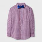 Wd·ny Black Boys' Long Sleeve Plaid Button-down Shirt With Bow Tie - Wd.ny Black - Red/navy