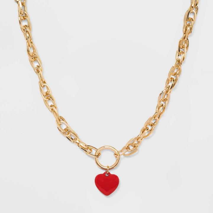 Target Sugarfix By Baublebar Heart Pendant Linked Statement Necklace - Red, Girl's