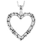 Women's Journee Collection Textured Open Heart Pendant Necklace In Sterling Silver -