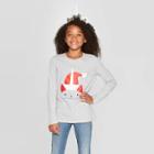 Girls' Long Sleeve Unicorn Cat Graphic T-shirt - Cat & Jack Gray S, Girl's,