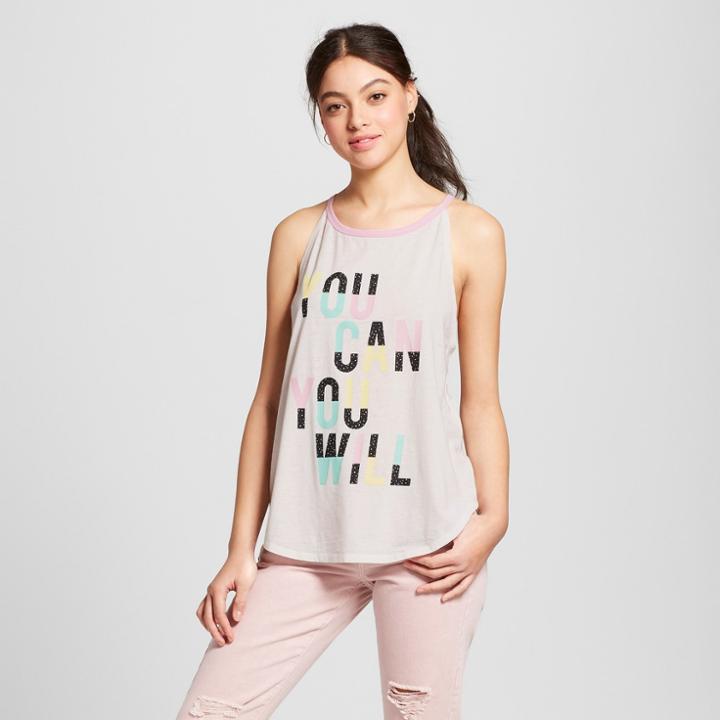 Women's You Can You Will Halter Graphic Tank Top - Mighty Fine (juniors') - White