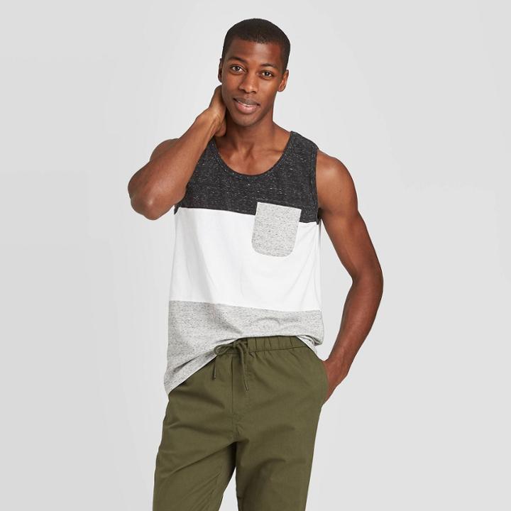 Men's Color Block Standard Fit Novelty Tank Top - Goodfellow & Co Dark Gray S, Men's,