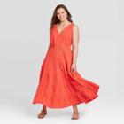 Women's Plus Size Sleeveless Tiered Dress - Universal Thread Red