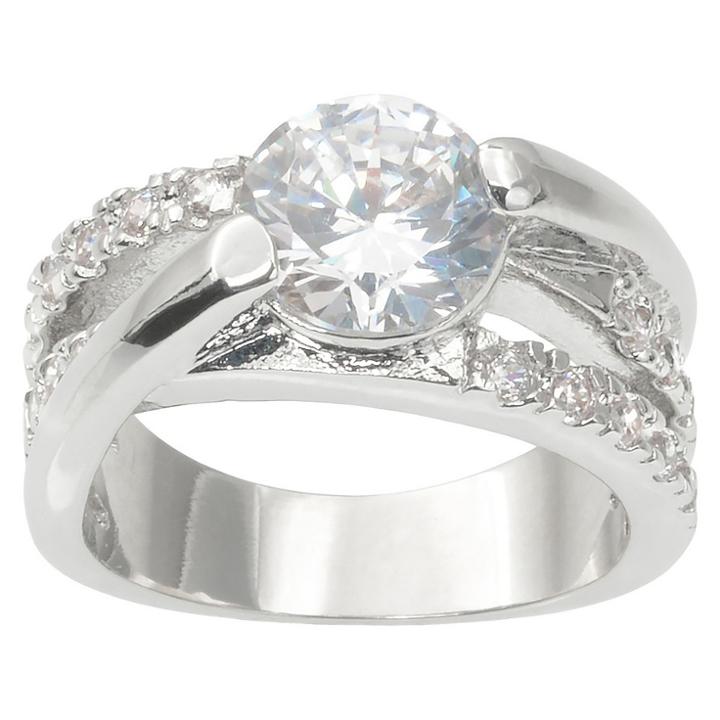 2 1/6 Ct. T.w. Journee Collection Round Cut Cz Basket Set Split-band Ring In Brass -