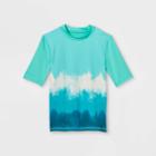 Boys' Dip-dye Short Sleeve Rash Guard Swim Shirt - Cat & Jack Turquoise Blue
