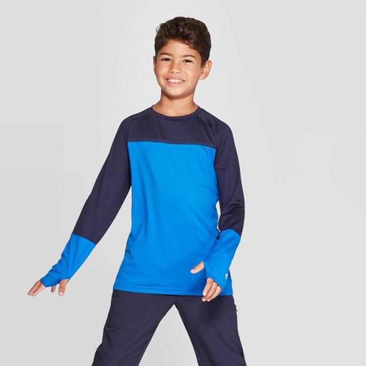 Boys' Color Blocked Long Sleeve T-shirt - C9 Champion Blue