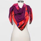 Women's Oversize Floral Print Square Scarf - A New Day Purple