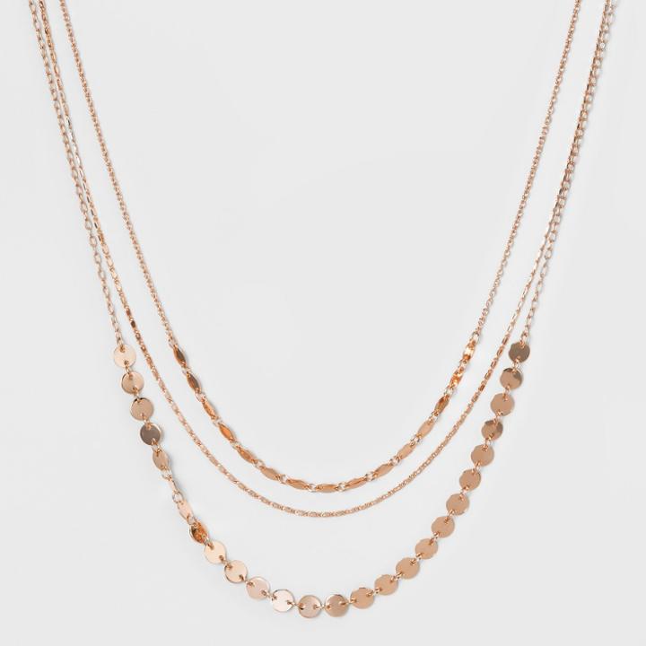 Three Multi Chain Rows Short Necklace - A New Day Rose Gold