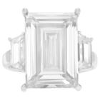 Journee Collection 1 1/3 Ct. T.w. Emerald-cut Cz Basket Set Three-stone Engagement Ring In Sterling Silver - Silver,