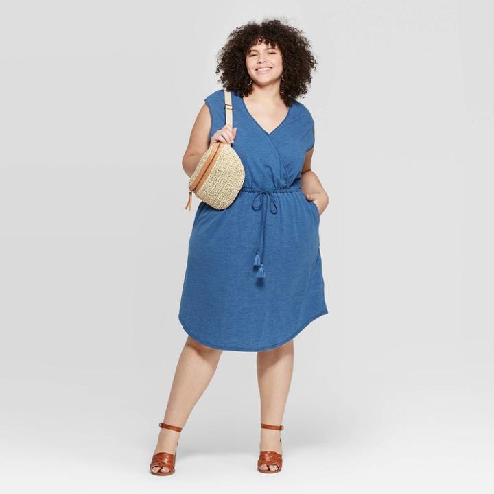 Women's Plus Size Sleeveless Deep V-neck Knit Dress - Universal Thread Indigo (blue)