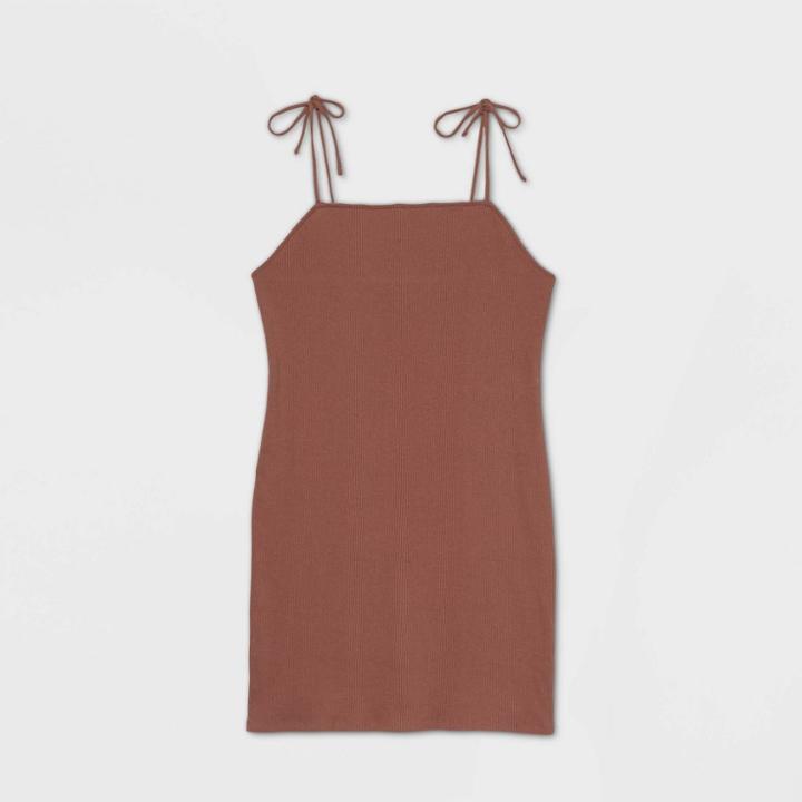 Women's Plus Size Sleeveless Tie Strap Knit Dress - Wild Fable Brown