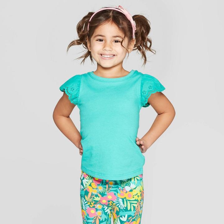 Toddler Girls' Cap Sleeve T-shirt - Cat & Jack Green